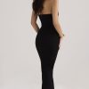Sexy Sweetheart Strapless Bodycon Maxi Prom Formal Dress - Black