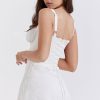 Sexy Tie Front Lace Up Back Fit & Flare Corset Mini Sundress - White