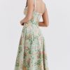 Sexy Tie Neck High Split Floral Printed Summer Midi Sundress - Green