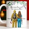 She Saves Lives And He Rescues Them, Featuring Firefighter And Nurse - Personalized Custom Coffee Mug - CPL1207_MG