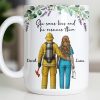 She Saves Lives And He Rescues Them, Featuring Firefighter And Nurse - Personalized Custom Coffee Mug - CPL1207_MG