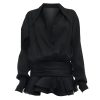 Shirt Lose Long Sleeve Frill Micro Mini Dress
