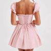 Short Puff Sleeve Corset Mini Dress