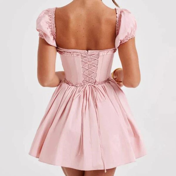 Short Puff Sleeve Corset Mini Dress