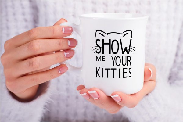 Show Me Your Kitties Coffee Mug Funny Cat Lover Gift for Cat Mom Women Friend Coworker
