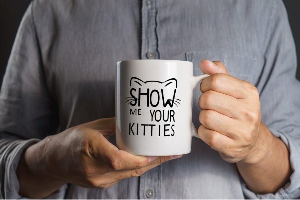 Show Me Your Kitties Coffee Mug Funny Cat Lover Gift for Cat Mom Women Friend Coworker
