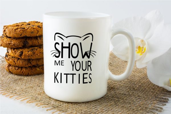Show Me Your Kitties Coffee Mug Funny Cat Lover Gift for Cat Mom Women Friend Coworker