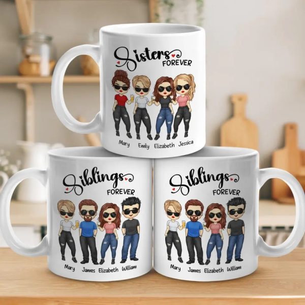 Siblings Forever - Family Personalized Custom Mug - Gift For Family Members, Siblings, Brothers, Sisters