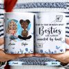 Side By Side Or Miles Apart, Besties Are Always Connected By Heart, Butterflies and Flowers - Personalized Custom Coffee Mug - BST168_MG