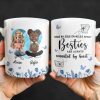 Side By Side Or Miles Apart, Besties Are Always Connected By Heart, Butterflies and Flowers - Personalized Custom Coffee Mug - BST168_MG