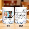Side By Side Or Miles Apart, Besties Are Always Connected By Heart, Butterflies and Flowers - Personalized Custom Coffee Mug - BST168_MG