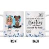 Side By Side Or Miles Apart, Besties Are Always Connected By Heart, Butterflies and Flowers - Personalized Custom Coffee Mug - BST168_MG