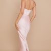Silky Satin Bustier Spaghetti Strap Corset Formal Maxi Dress - Pink