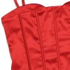 Silky Spaghetti Strap Sleeveless Corset Satin Evening Maxi Dress - Red