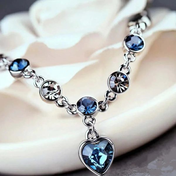 Silver Lucky Heart Crystal Bracelet