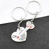 Silver Plated Couple Heart Keychain Set