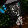 Silver Plated Couple Heart Keychain Set