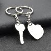 Silver Plated Couple Heart Keychain Set