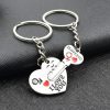 Silver Plated Couple Heart Keychain Set