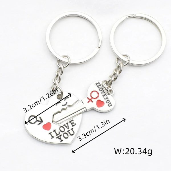 Silver Plated Couple Heart Keychain Set