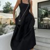 Simple Square Neck Fit and Flare Summer Maxi Tank Sundress - Black