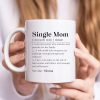 Single Mom Dictionary Definition Coffee Mug Inspirational Gift for Single Mom