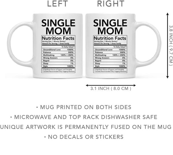 Single Mom Nutritional Facts Coffee Mug Funny Gift for Single Mom