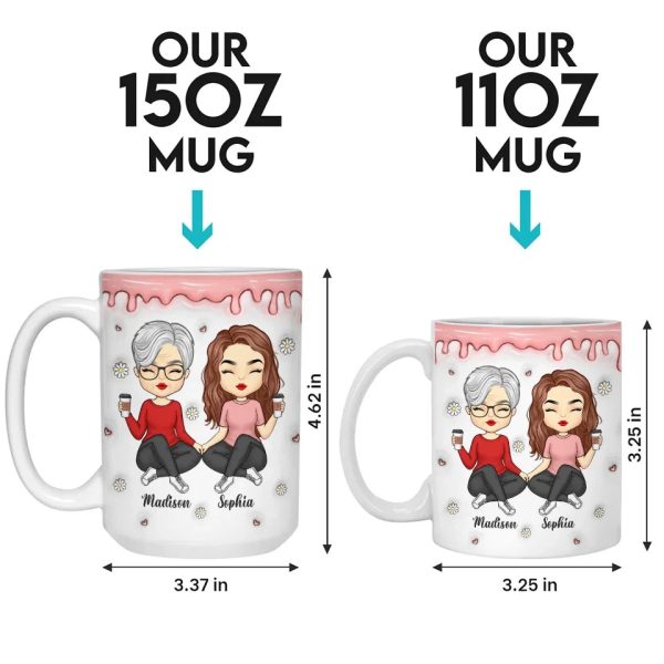 Sips And Secrets With Mom - Family Personalized Custom 3D Inflated Effect Printed Mug - Gift For Mom, Daughter