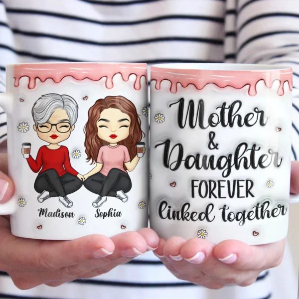 Sips And Secrets With Mom - Family Personalized Custom 3D Inflated Effect Printed Mug - Gift For Mom, Daughter