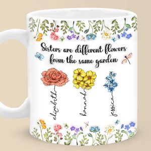 Sisters Are Different Flowers From The Same Garden - Bestie Personalized Custom 3D Inflated Effect Printed Mug - Christmas Gift For Best Friends, BFF, Sisters