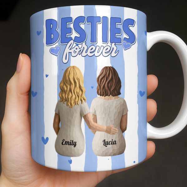 Sisters Forever Hearts And Love Design - Personalized Custom Coffee Mug - BST533_MG