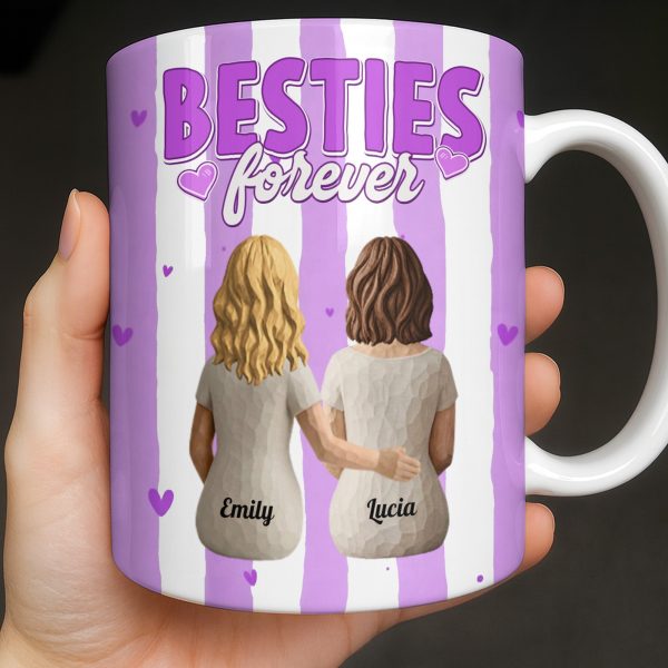 Sisters Forever Hearts And Love Design - Personalized Custom Coffee Mug - BST533_MG