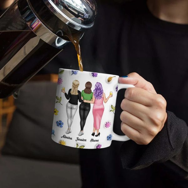 Sisters Will Always Be Connected By Heart - 3D Inflated Effect Printed Mug, Personalized White Edge-to-Edge Mug