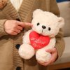 Sitting Bear Plush Toy with Heart Gift for Her
