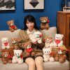 Sitting Bear Plush Toy with Heart Gift for Her