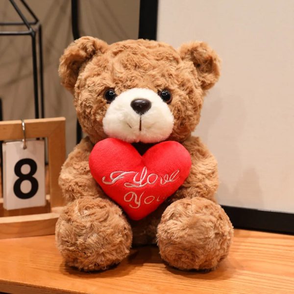 Sitting Bear Plush Toy with Heart Gift for Her