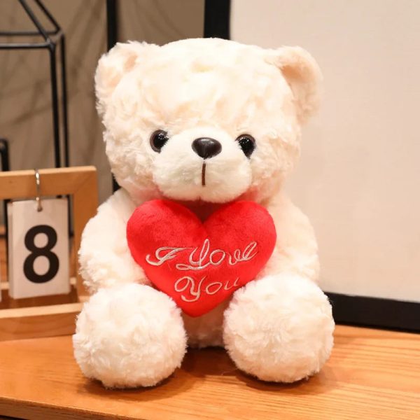 Sitting Bear Plush Toy with Heart Gift for Her