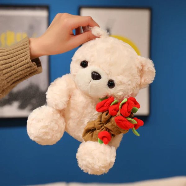 Sitting Bear Plush Toy with Heart Gift for Her