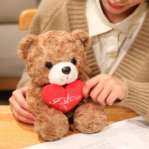 Sitting Bear Plush Toy with Heart Gift for Her