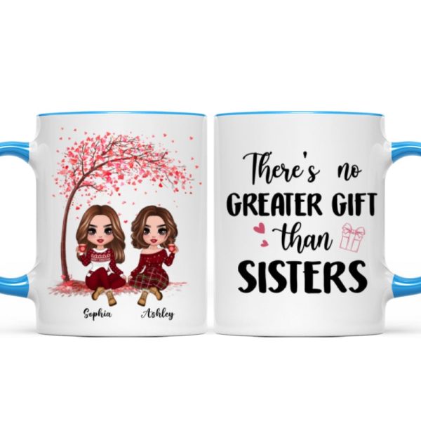 Sitting Doll Besties Under Pink Heart Tree Personalized Mug