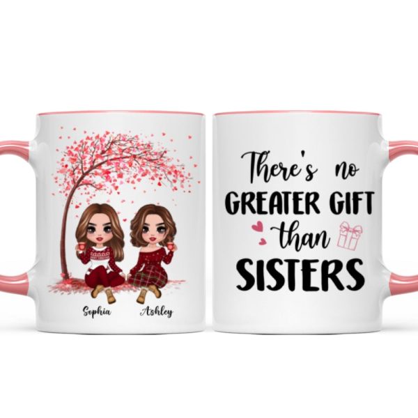 Sitting Doll Besties Under Pink Heart Tree Personalized Mug