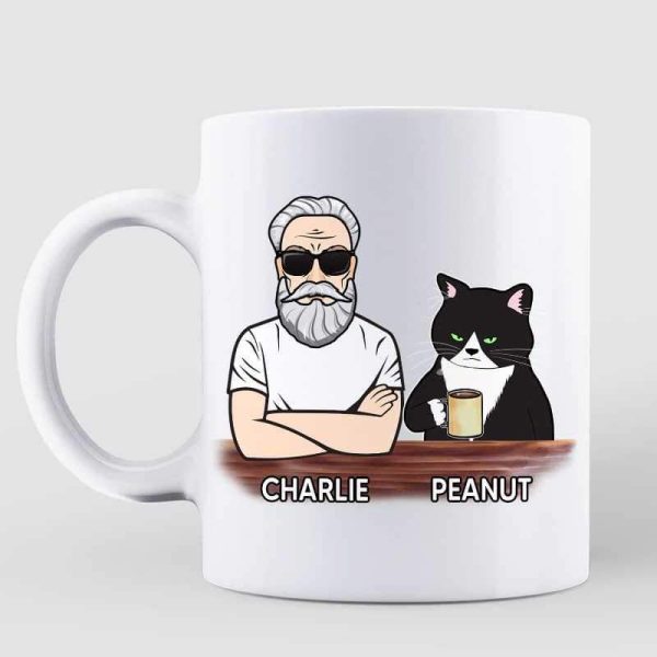 Sitting Man Best Cat Dad Ever Personalized Mug