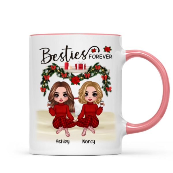 Sitting On Bed Christmas Doll Best Friends Sisters Personalized Mug