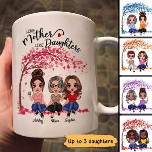 Sitting Under Tree Doll Mother And Daughters Personalized Mug