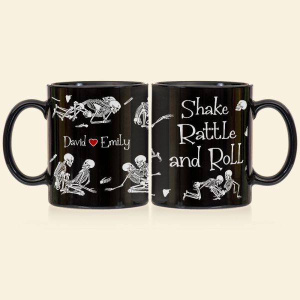 Skeleton Couple, Personalized Couple Black Mug