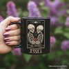 Skeleton The Lovers Personalized Mug, Tarot Card Gothic Moon Phases Rose Gift with Custom Name
