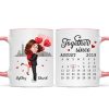 Skyline Doll Couple Hugging Kissing Calendar Anniversary Date Personalized Mug