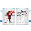 Skyline Doll Couple Hugging Kissing Calendar Anniversary Date Personalized Mug