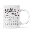 Skyline Doll Couple Hugging Kissing Calendar Anniversary Date Personalized Mug