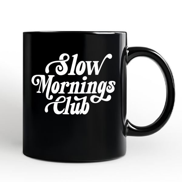 Slow Mornings Club Personalized Mug, Cozy Vintage Aesthetic Gift with Custom Name